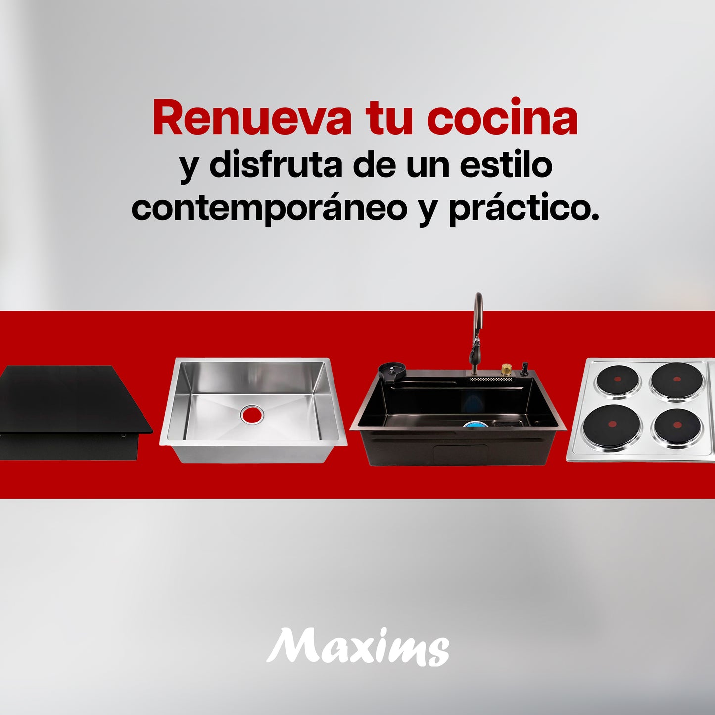 Parrilla a Gas 68 x 51 cm Maxims de 5 Quemadores Acero Inoxidable 120V