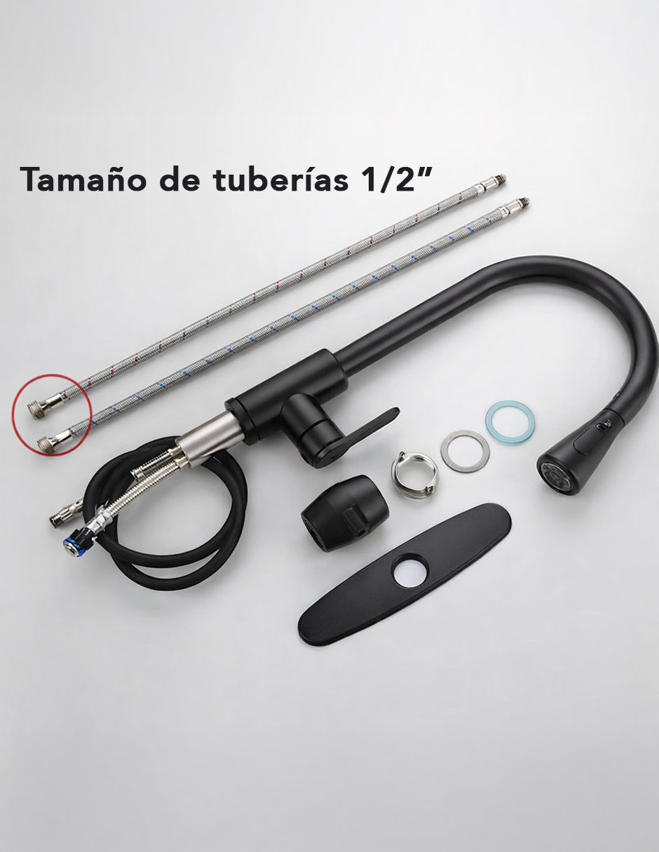 Monomando para Lavabo 43 cm Maxims Negro Mate de Acero Inoxidable