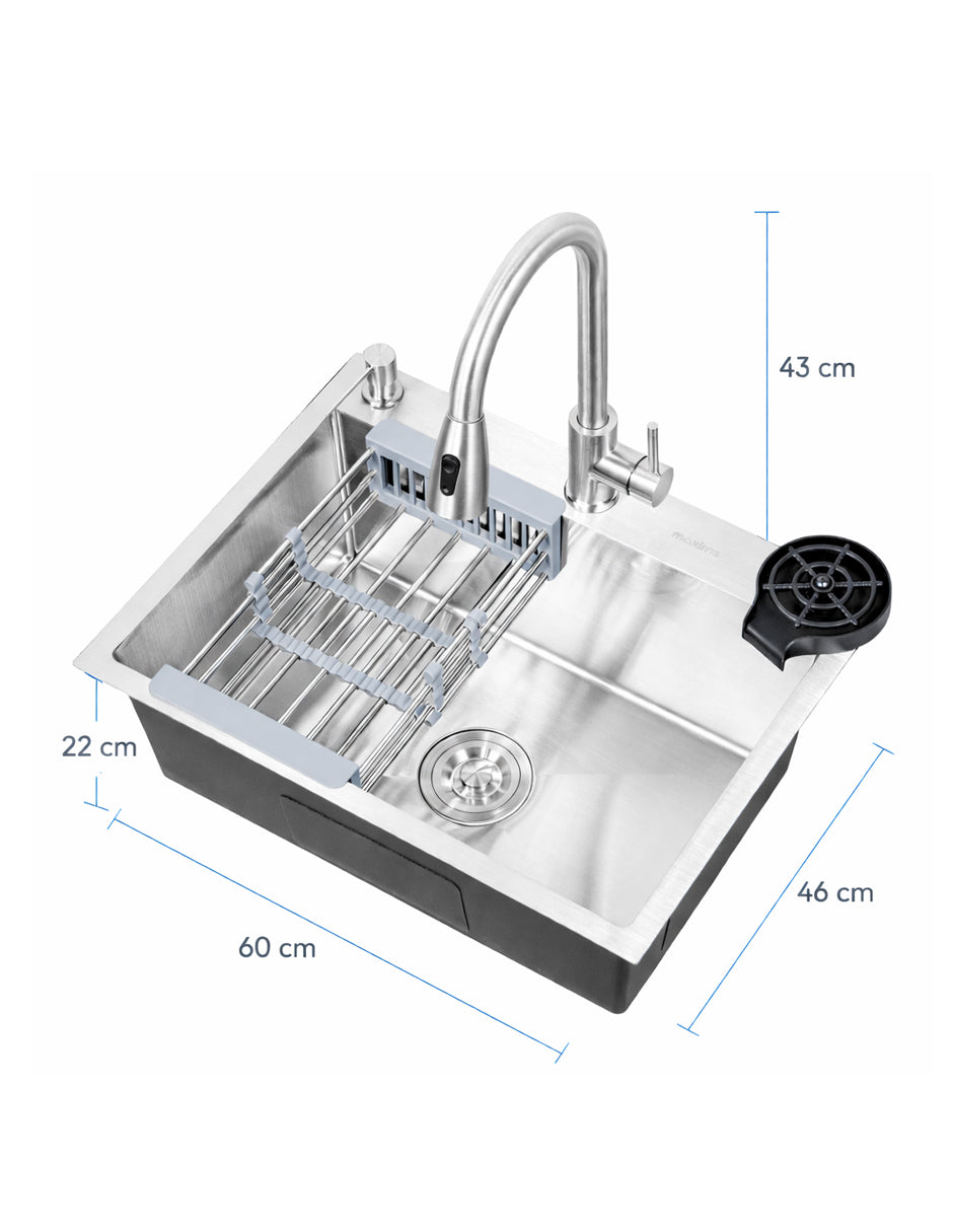 Tarja para Cocina 60 x 46 cm Maxims de Acero Inoxidable Satinado con Accesorios