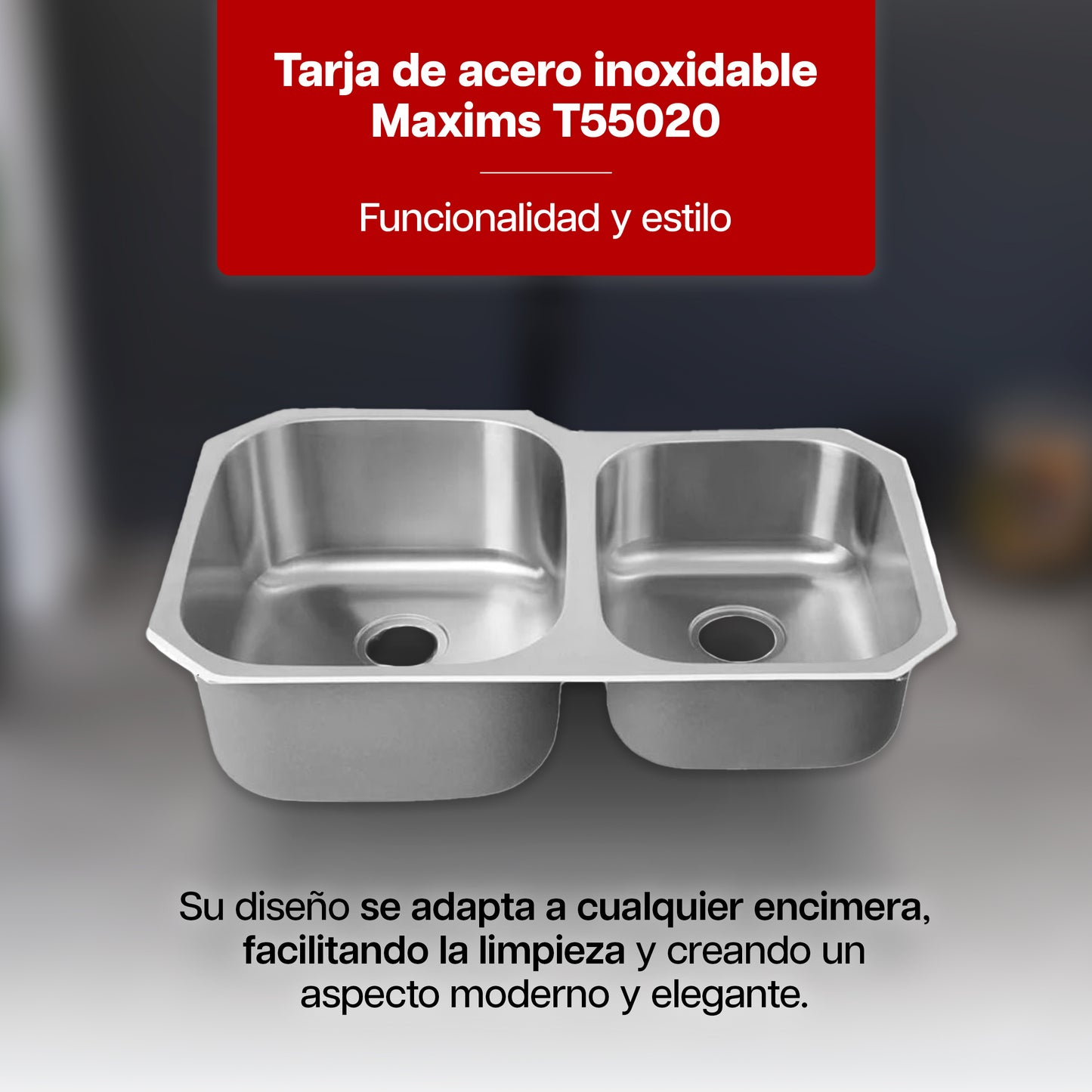 Tarja Fregadero Maxims 80x48 cm de Acero Inoxidable Cepillado