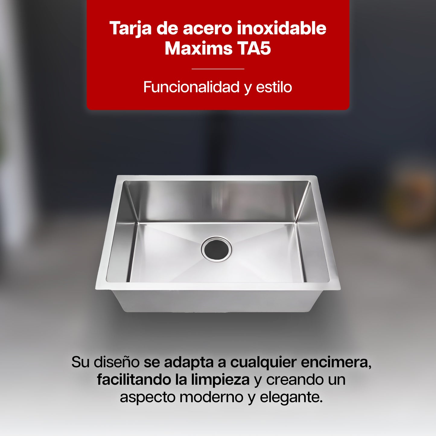 Tarja Fregadero Maxims 81x48 cm de Acero Inoxidable Cepillado