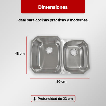 Tarja Fregadero Maxims 80x48 cm de Acero Inoxidable Cepillado