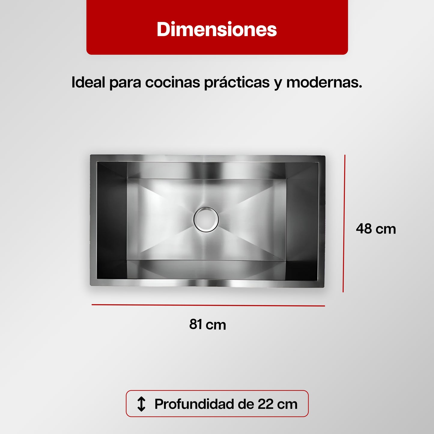 Tarja Fregadero Maxims 81x48 cm de Acero Inoxidable Cepillado