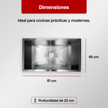 Tarja Fregadero Maxims 81x48 cm de Acero Inoxidable Cepillado