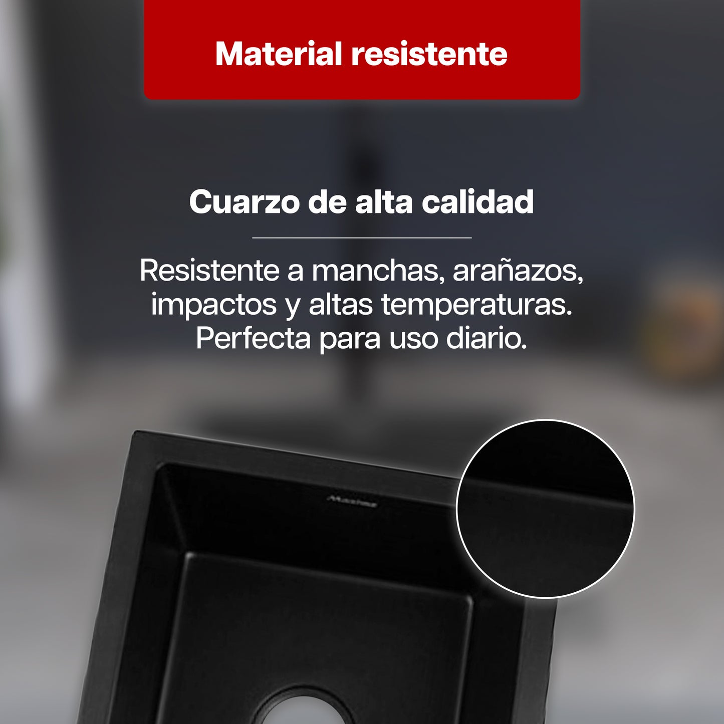 Tarja Fregadero Maxims 46x41 cm de Cuarzo Negro Mate