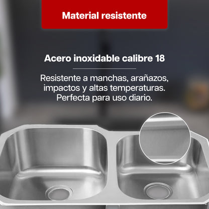 Tarja Fregadero Maxims 80x48 cm de Acero Inoxidable Cepillado