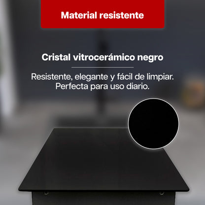 Parrilla Eléctrica 31 x 51 cm de 2 Quemadores Vitrocerámica 120V