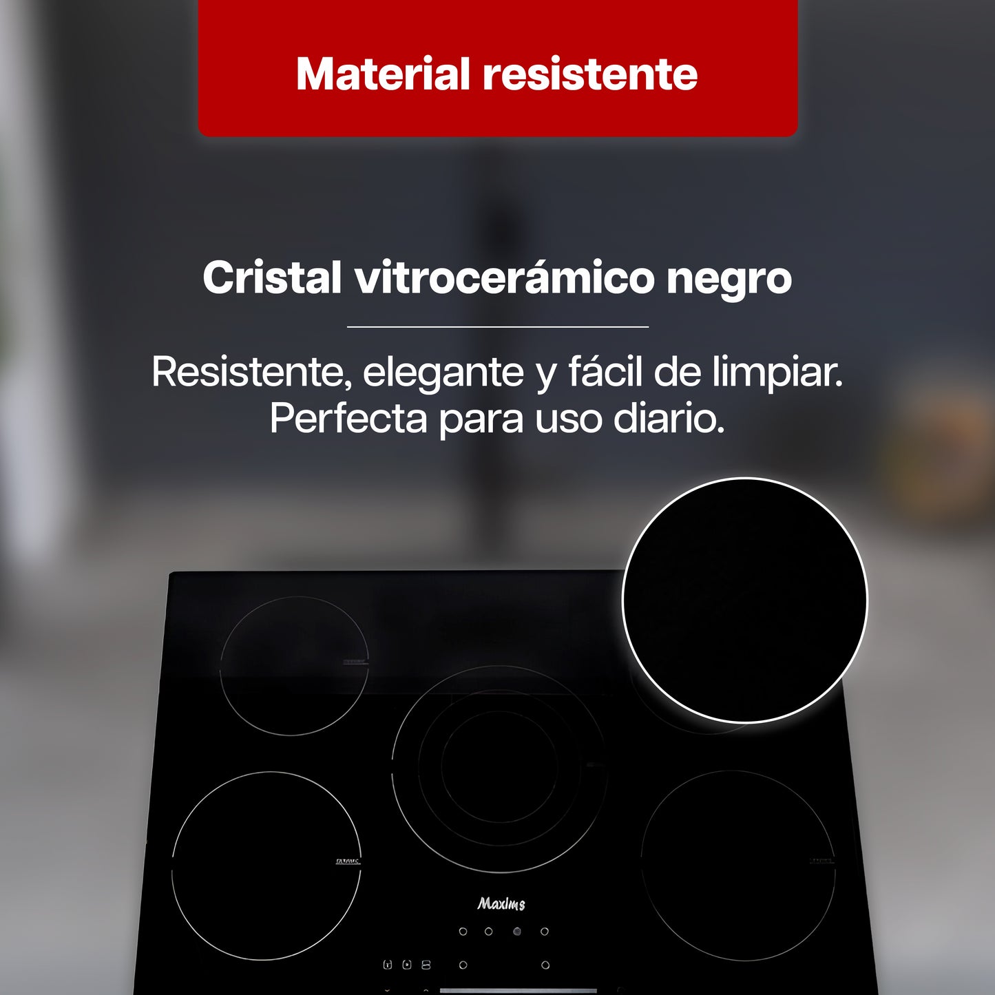 Parrilla Eléctrica 51 x 59 cm Maxims de Cristal Negro 4 Quemadores 120V