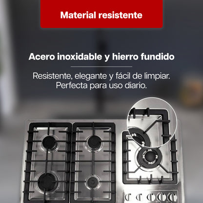 Parrilla a Gas 68 x 51 cm Maxims de 5 Quemadores Acero Inoxidable 120V