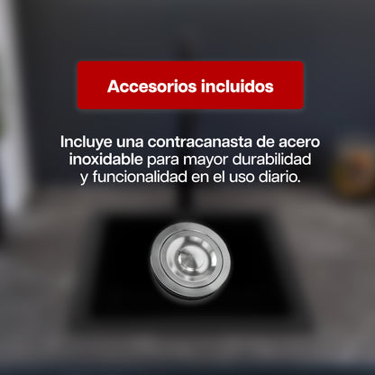 Tarja Fregadero Maxims 46x41 cm de Cuarzo Negro Mate