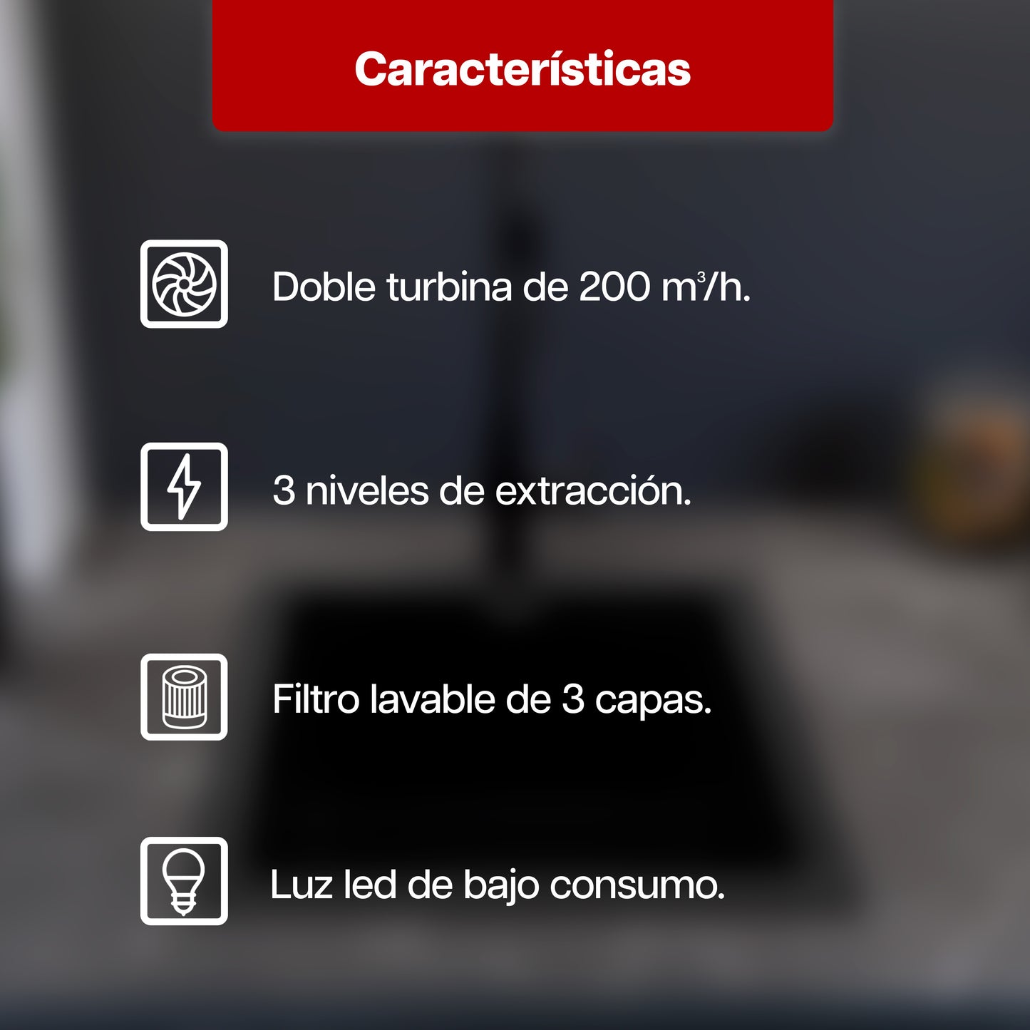 Campana Extractora Maxims 50 cm con Doble Turbina