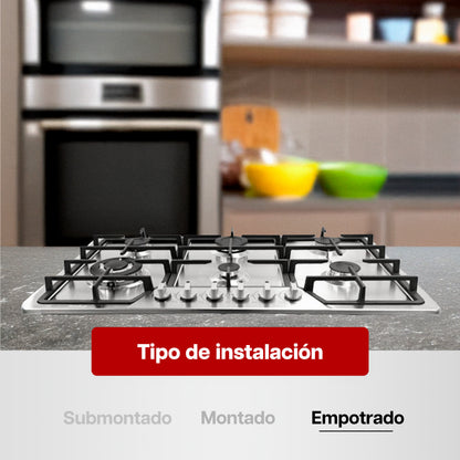 Parrilla Maxims a Gas 90 x 51 cm de 6 Quemadores Acero Inoxidable Empotrable