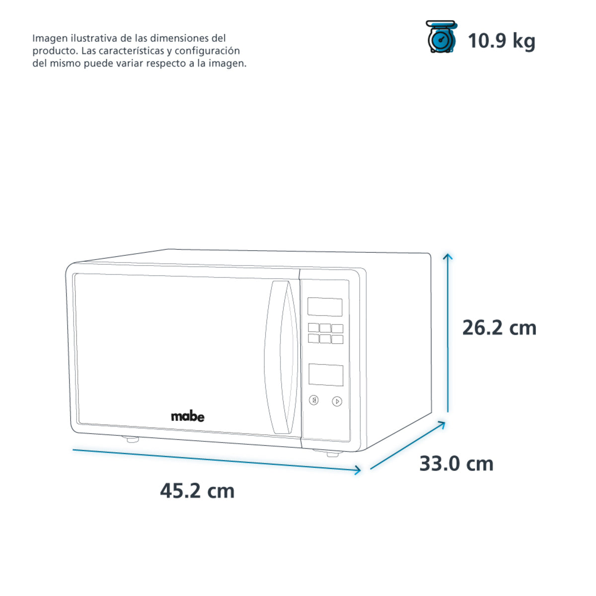 Microondas 20 L Mabe Blanco de Mesa con Panel Digital y 10 Niveles de Potencia
