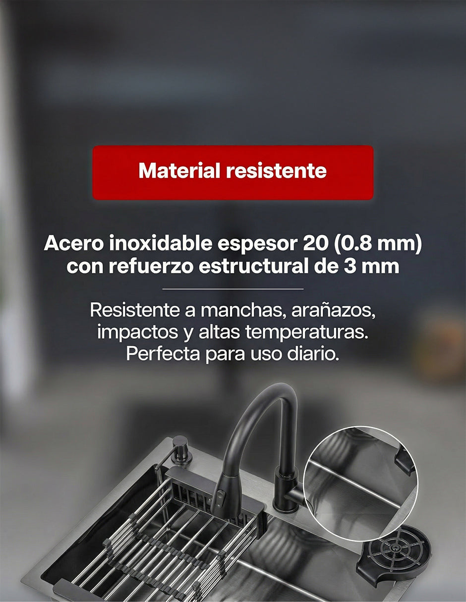 Tarja Kit para Cocina 60 x 46 cm Maxims de Acero Inoxidable Satinado con Accesorios