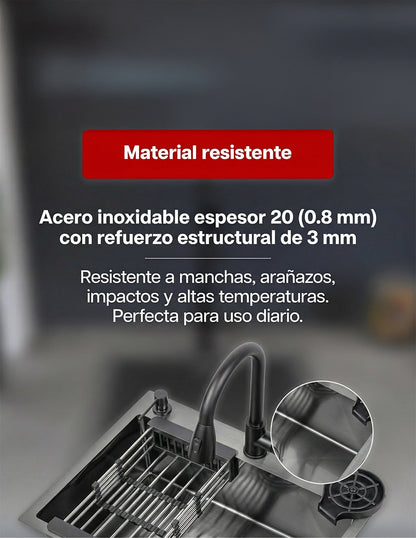 Tarja Kit para Cocina 60 x 46 cm Maxims de Acero Inoxidable Satinado con Accesorios
