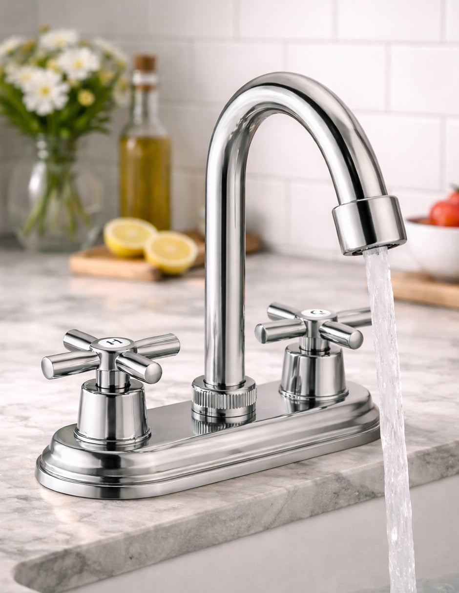 Mezcladora para Lavabo 20 cm Maxims Cromo Brillante con 2 Manerales