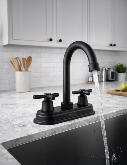 Mezcladora para Lavabo 20 cm Maxims Negro Mate con 2 Manerales