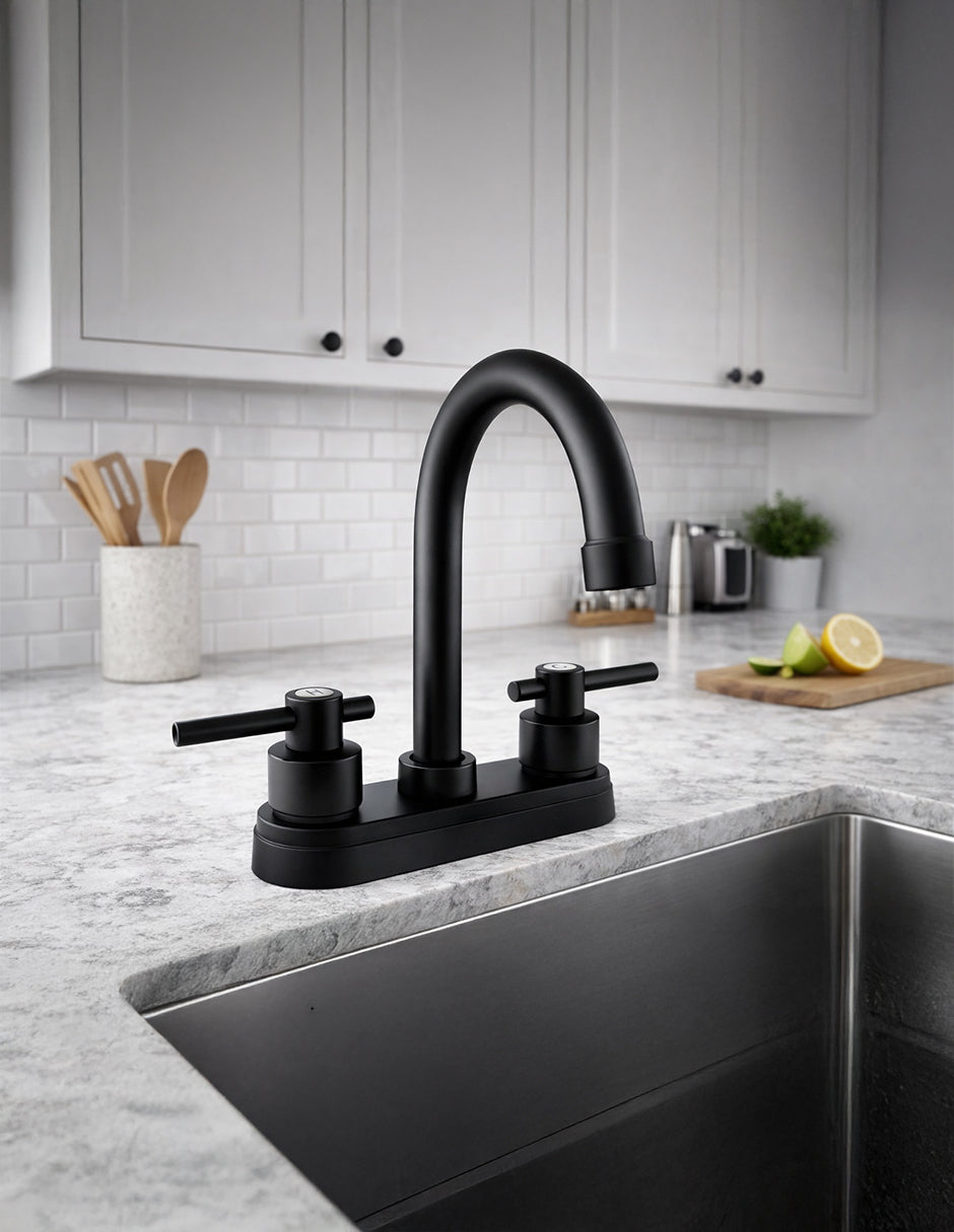 Mezcladora para Lavabo 19 x 13 cm Maxims Negro Mate con 2 Manerales