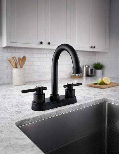 Mezcladora para Lavabo 19 x 13 cm Maxims Negro Mate con 2 Manerales