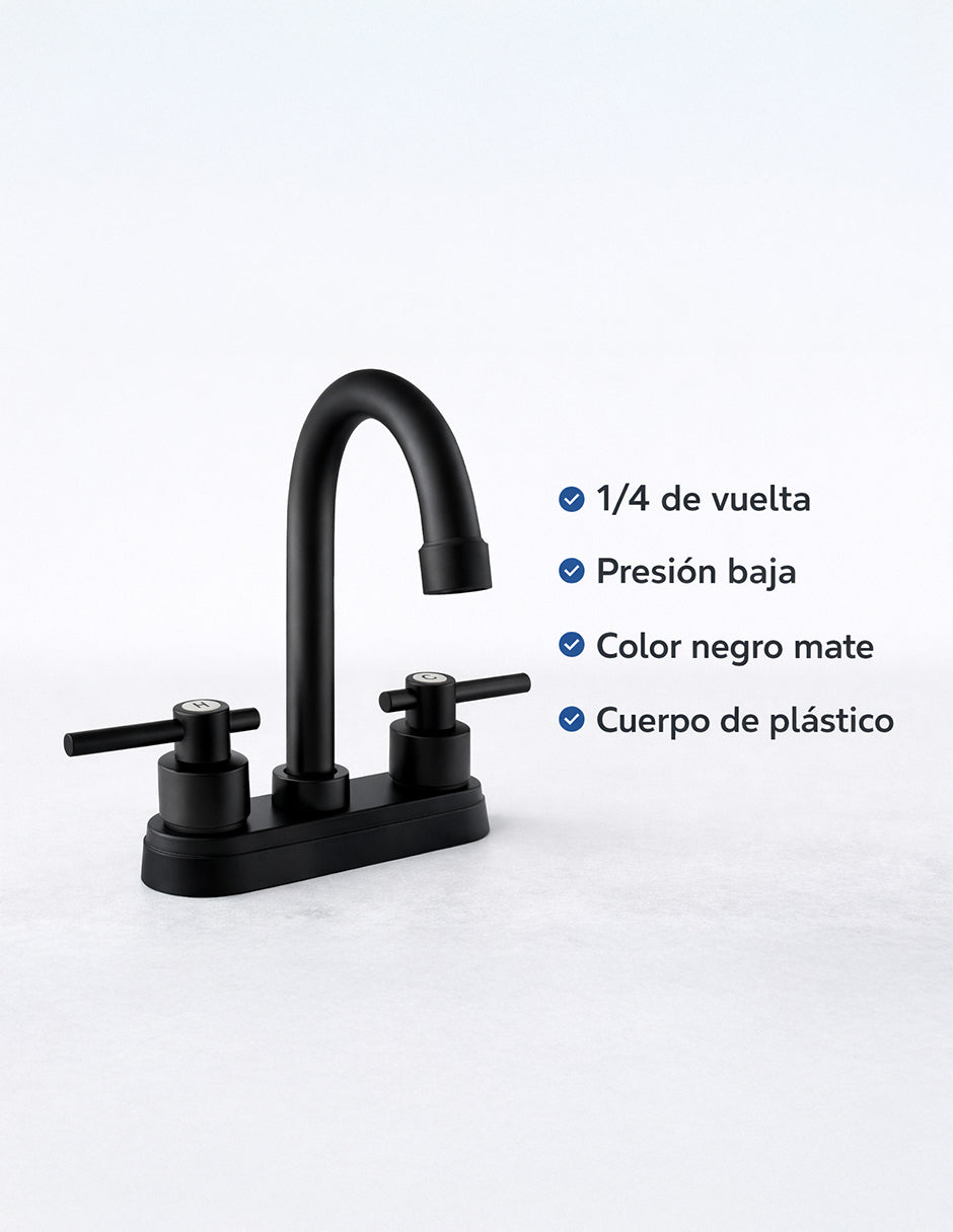 Mezcladora para Lavabo 19 x 13 cm Maxims Negro Mate con 2 Manerales