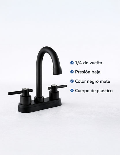 Mezcladora para Lavabo 19 x 13 cm Maxims Negro Mate con 2 Manerales