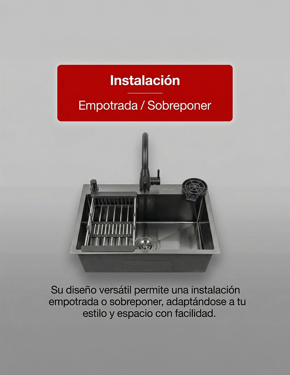 Tarja Kit para Cocina 60 x 46 cm Maxims de Acero Inoxidable Satinado con Accesorios