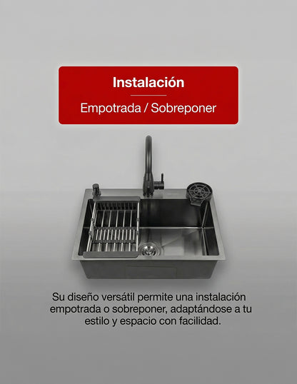 Tarja Kit para Cocina 60 x 46 cm Maxims de Acero Inoxidable Satinado con Accesorios