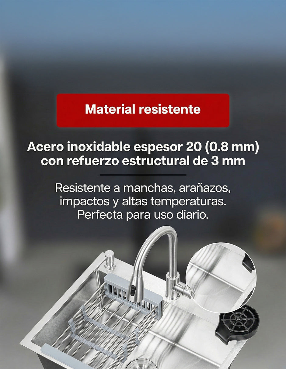 Tarja para Cocina 60 x 46 cm Maxims de Acero Inoxidable Satinado con Accesorios
