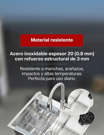 Tarja para Cocina 60 x 46 cm Maxims de Acero Inoxidable Satinado con Accesorios