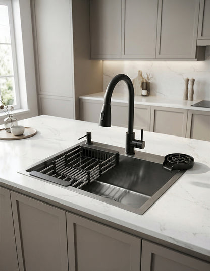 Tarja Kit para Cocina 60 x 46 cm Maxims de Acero Inoxidable Satinado con Accesorios