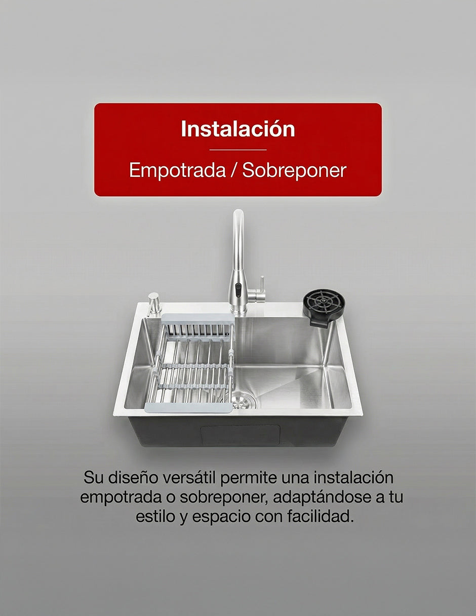 Tarja para Cocina 60 x 46 cm Maxims de Acero Inoxidable Satinado con Accesorios