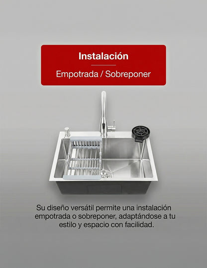 Tarja para Cocina 60 x 46 cm Maxims de Acero Inoxidable Satinado con Accesorios