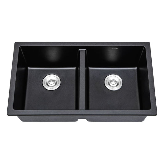 Tarja Fregadero Maxims 81x45 cm de Cuarzo Negro Mate Doble Tina