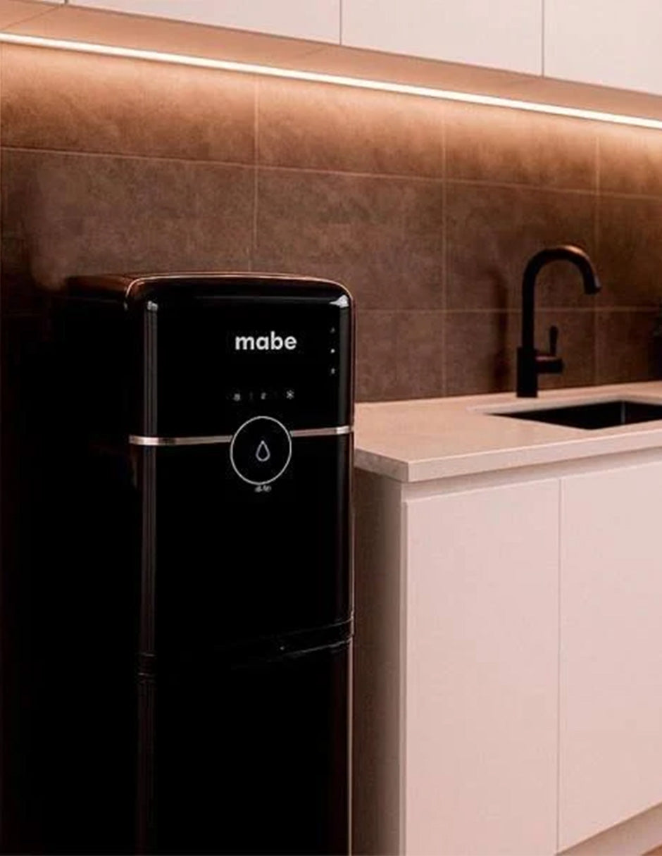 Dispensador de Agua 106 cm Mabe Negro de Piso con 3 Llaves Fría Caliente y Templada