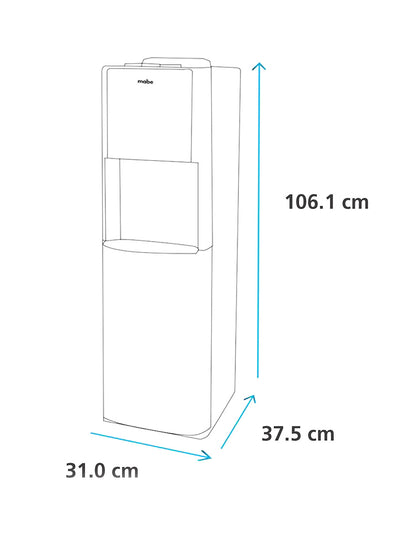 Dispensador de Agua 106 cm Mabe Blanco de Piso con 3 Llaves Fría Caliente y Templada