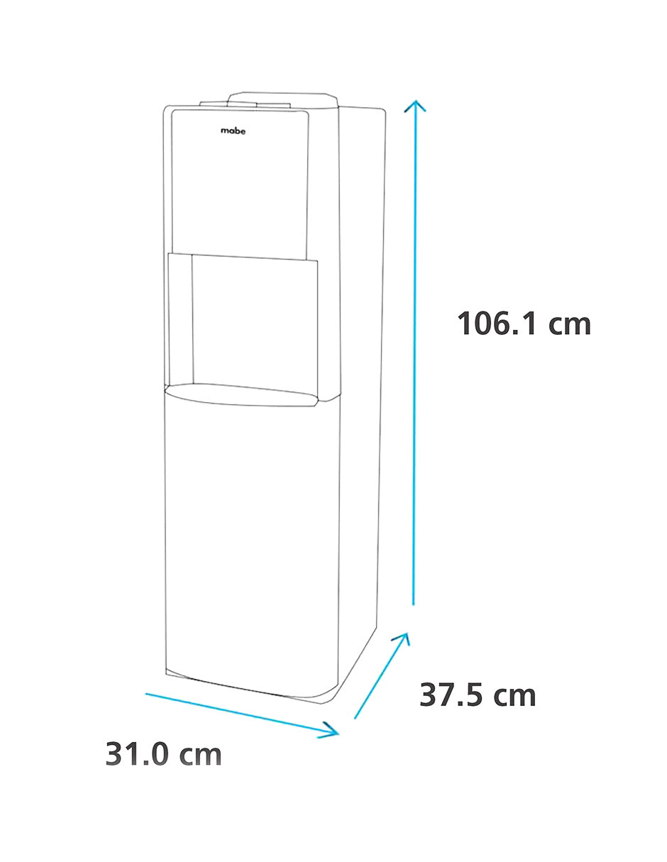 Dispensador de Agua 106 cm Mabe Negro de Piso con 3 Llaves Fría Caliente y Templada