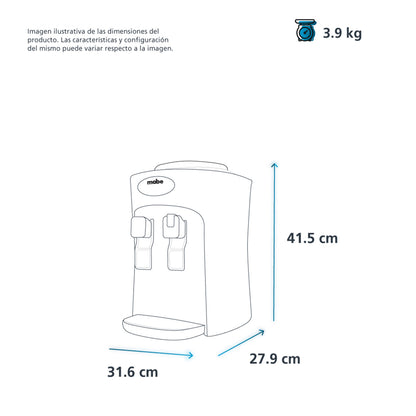 Dispensador de Agua Mabe Negro de Mesa con 2 Llaves Agua Fría y Caliente