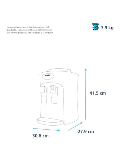 Dispensador de Agua de Mesa 2 Llaves Mabe Silver para Garrafón con Sistema Frío y Caliente