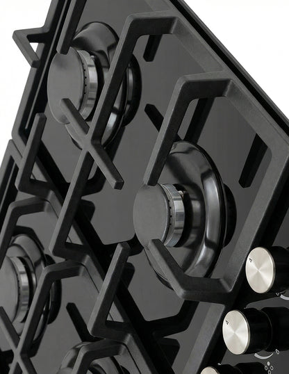 Parrilla a Gas 60 x 51 cm Maxims de Cristal Templado Negro 4 Quemadores