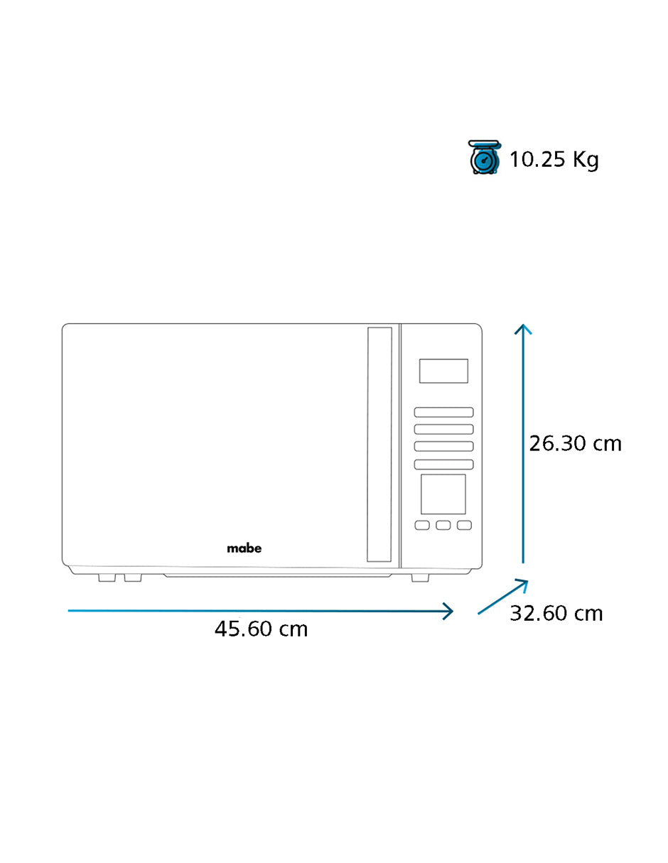 Microondas 20 L Mabe Gris de Mesa con Display LED y 10 Niveles de Potencia