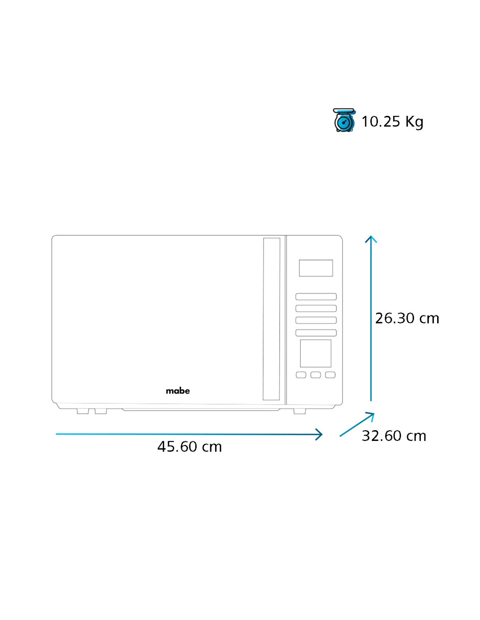 Microondas 20 L Mabe Gris de Mesa con Display Digital y 10 Niveles de Potencia