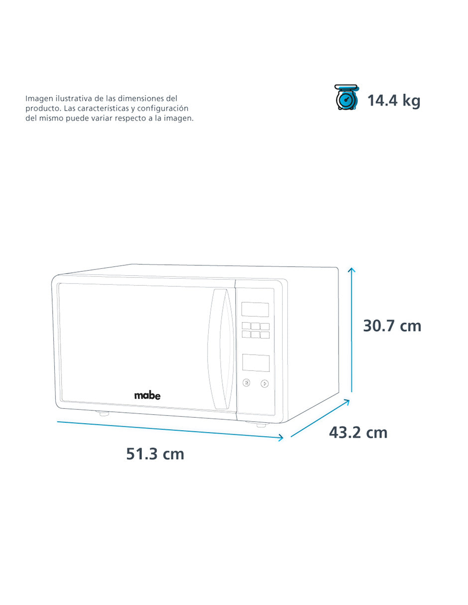 Microondas 31 L Mabe Inoxidable de Mesa con Panel Digital y 10 Niveles de Potencia