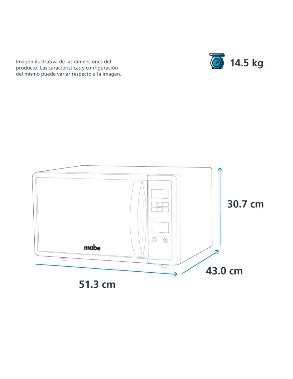 Microondas 31 L Mabe Espejo de Mesa con Panel Digital y 10 Niveles de Potencia