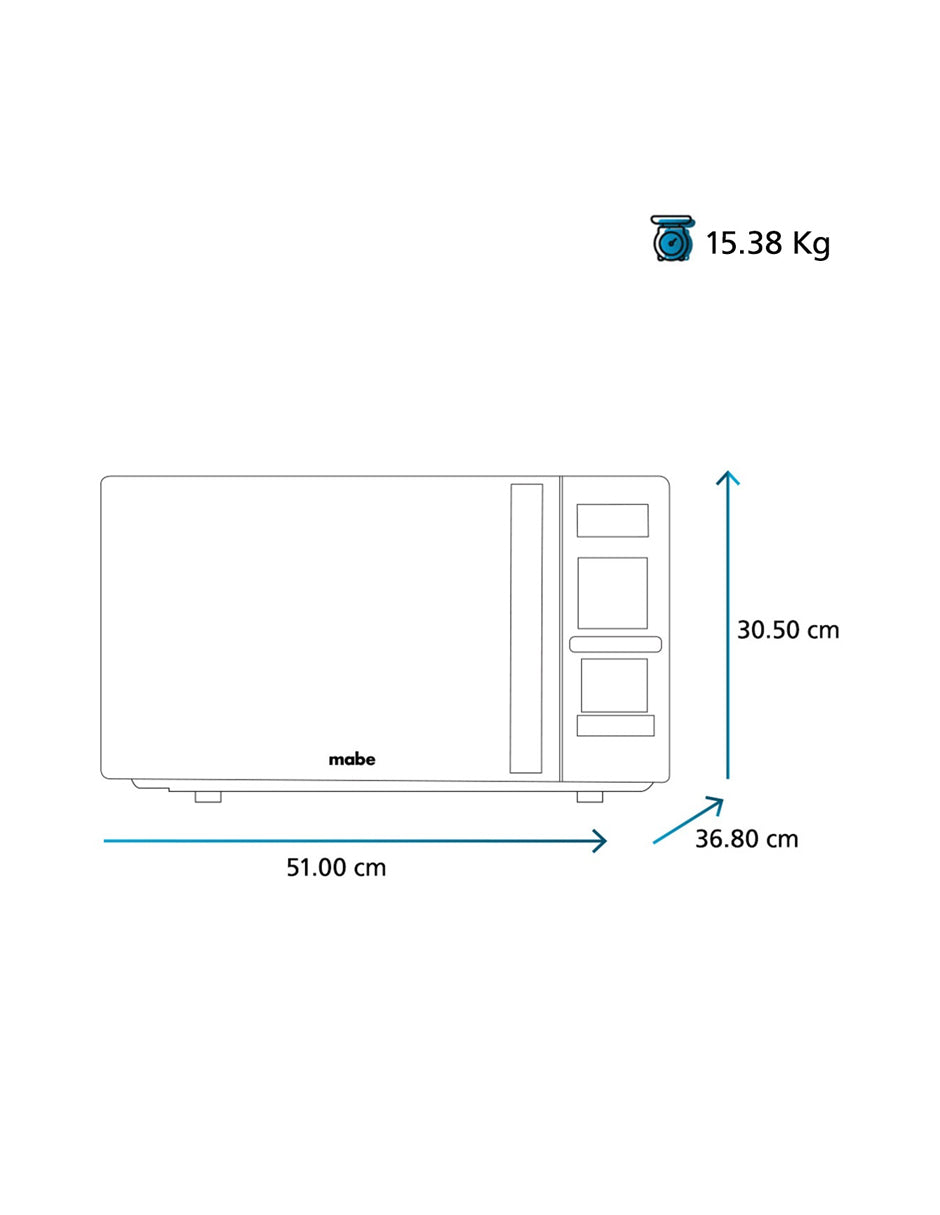 Microondas 30 L Mabe Gris con Display Touch, 10 Niveles de Potencia y Programas Automáticos
