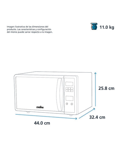 Microondas 20 L Mabe Función ECO Plata de Mesa con Display Digital y 10 Niveles de Potencia