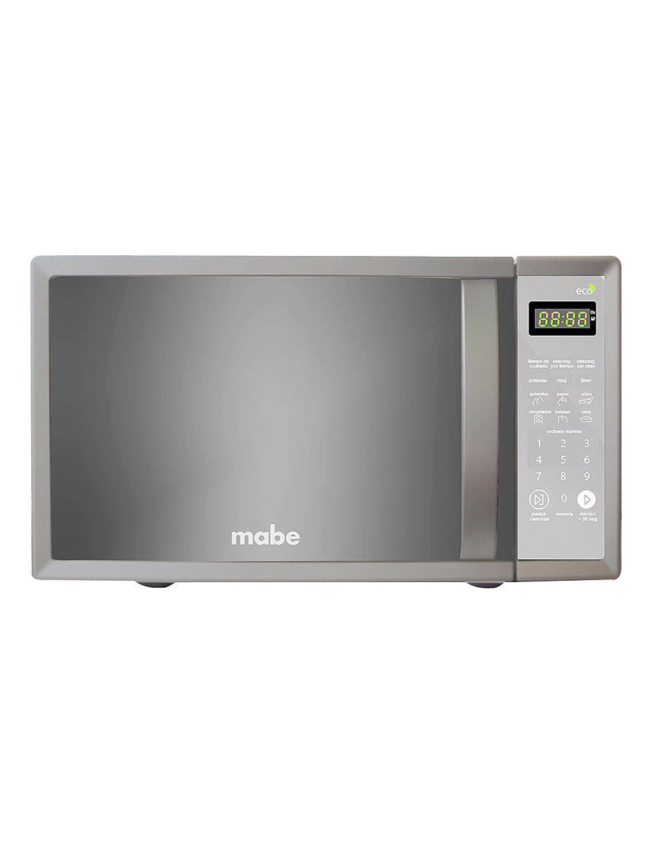 Microondas 20 L Mabe Función ECO Plata de Mesa con Display Digital y 10 Niveles de Potencia