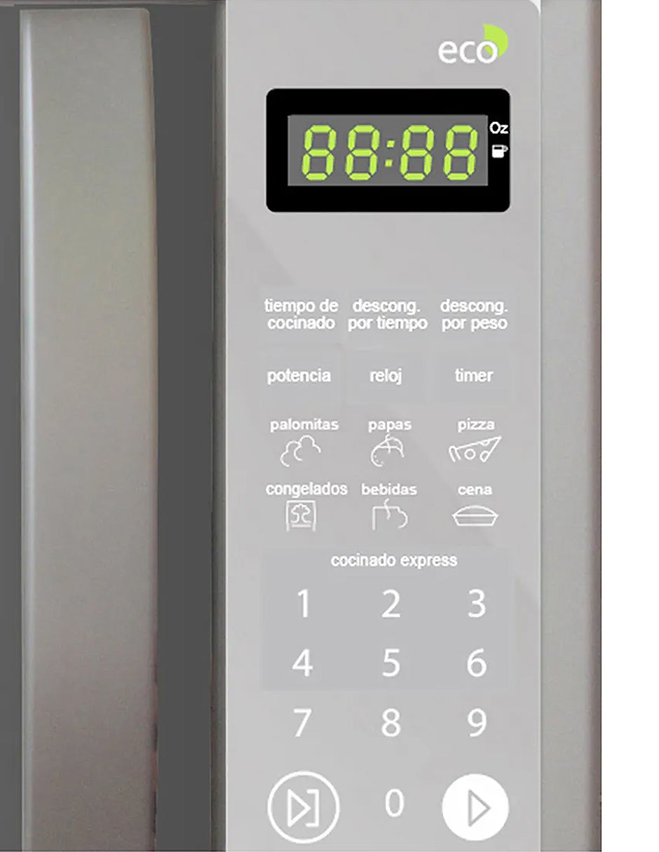 Microondas 20 L Mabe Función ECO Plata de Mesa con Display Digital y 10 Niveles de Potencia