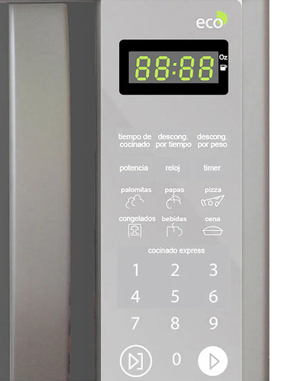 Microondas 20 L Mabe Función ECO Plata de Mesa con Display Digital y 10 Niveles de Potencia