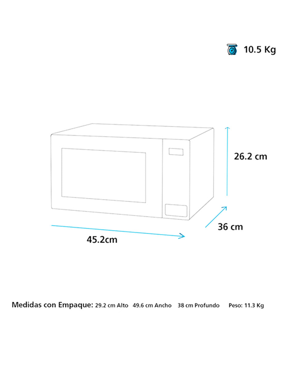 Microondas 20 L GE Appliances Espejo de Mesa con Panel Digital y 10 Niveles de Potencia