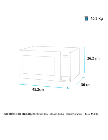 Microondas 20 L GE Appliances Espejo de Mesa con Panel Digital y 10 Niveles de Potencia
